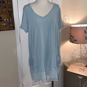 Baby Blue Casual Flowy Top